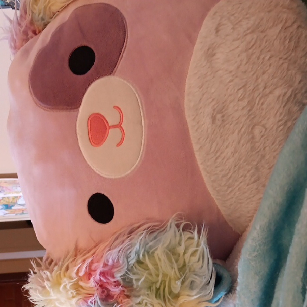 Pink and White Animal Character Pillow